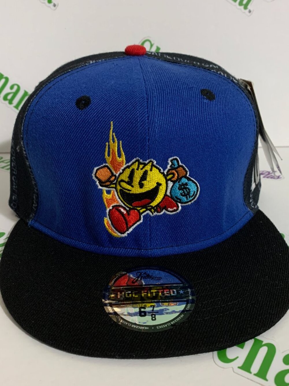 Headgear Classics Hat Fitted Bandai Super Pac-Man Money Bag Game Over Cap 6 7/8